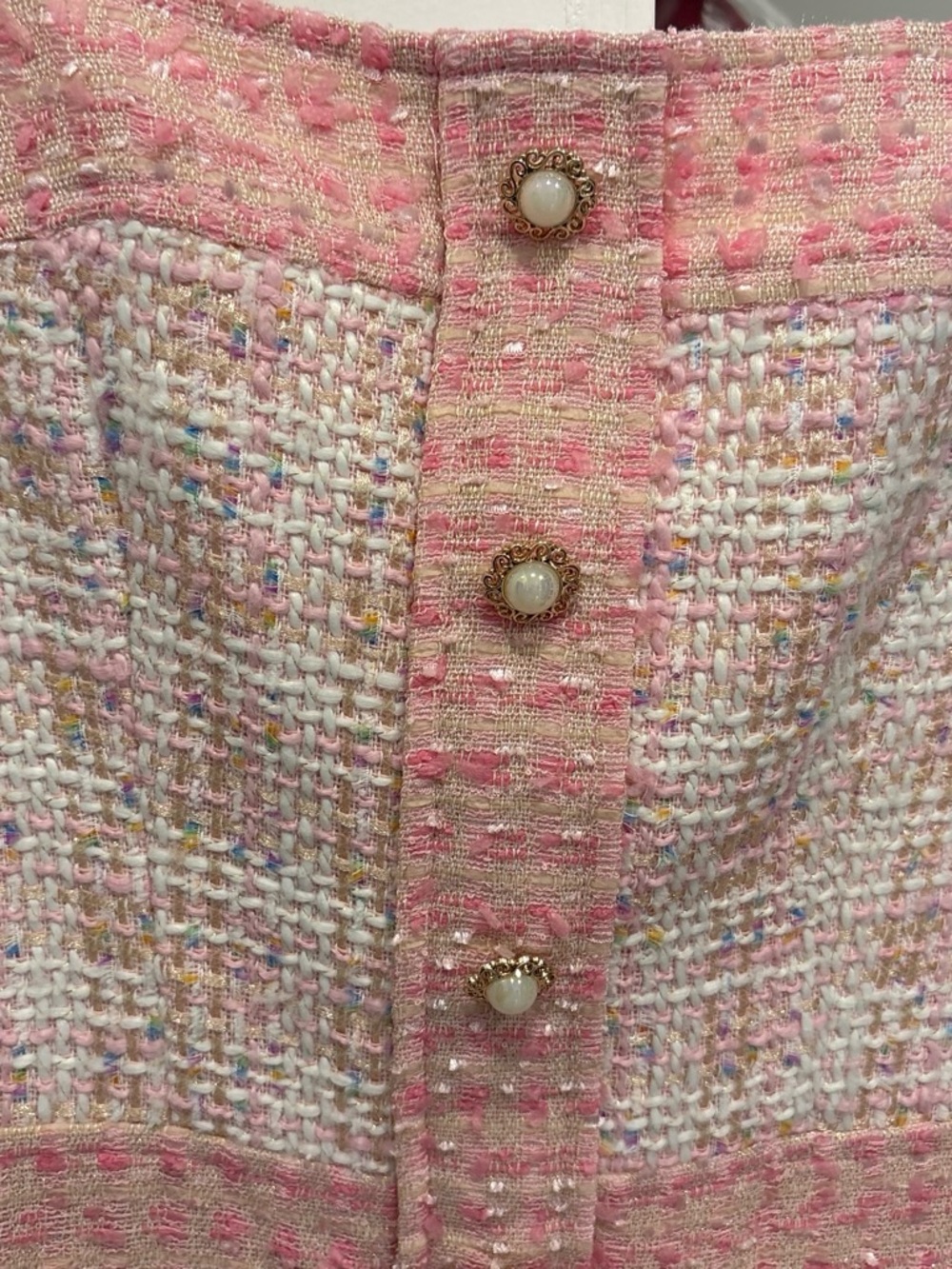 Amanda Uprichard Pink Tweed Button-Front Sleeveless Dress - Picture 3 of 5